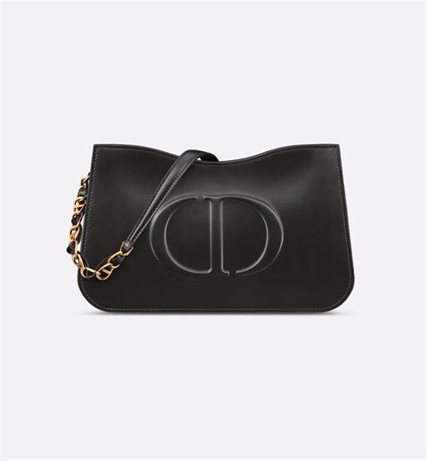 CHRISTIAN DIOR Calfskin CD Signature Mini Hobo Bag Black .